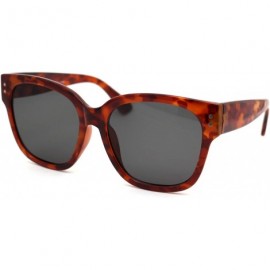 Rectangular Womens Thick Plastic Retro Horn Rim Minimal Boyfriend Sunglasses - Tortoise Black - CG18WUL0RDL $12.66