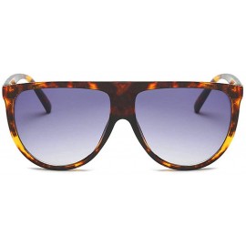 Round Retro big box sunglasses unisex trend round face sunglasses Siamese sunglasses - Leopard - CX18RLMO0EI $11.95