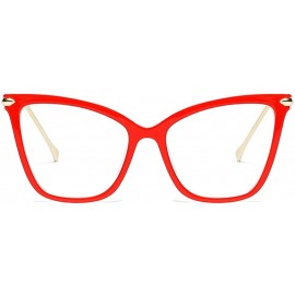 Square Womens Cat Eye Transparent Frame Mod Sunglasses Eyeglasses - Red - CC18RGMDLIK $14.38