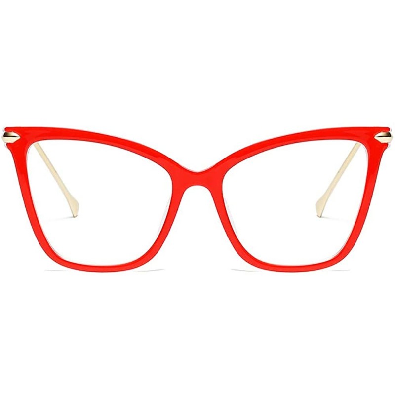 Square Womens Cat Eye Transparent Frame Mod Sunglasses Eyeglasses - Red - CC18RGMDLIK $14.38