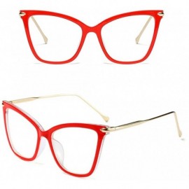 Square Womens Cat Eye Transparent Frame Mod Sunglasses Eyeglasses - Red - CC18RGMDLIK $14.38