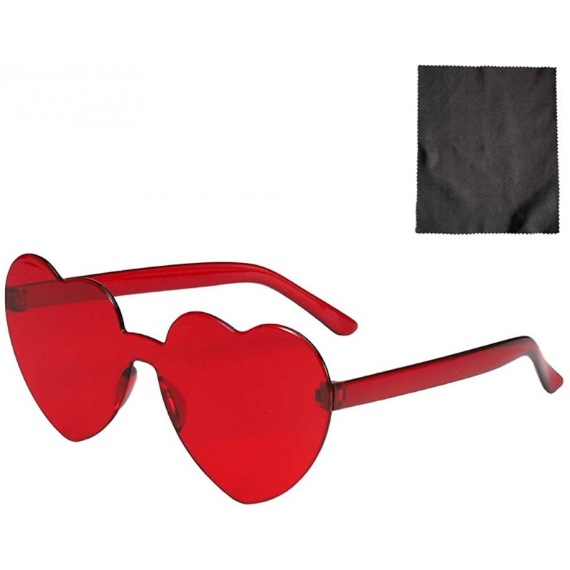 Rimless Heart Shaped Love Rimless Sunglasses One Piece Transparent Candy Color Frameless Glasses Tinted Eyewear - C - CY1903X...