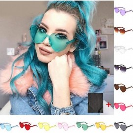 Rimless Heart Shaped Love Rimless Sunglasses One Piece Transparent Candy Color Frameless Glasses Tinted Eyewear - C - CY1903X...