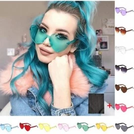 Rimless Heart Shaped Love Rimless Sunglasses One Piece Transparent Candy Color Frameless Glasses Tinted Eyewear - C - CY1903X...