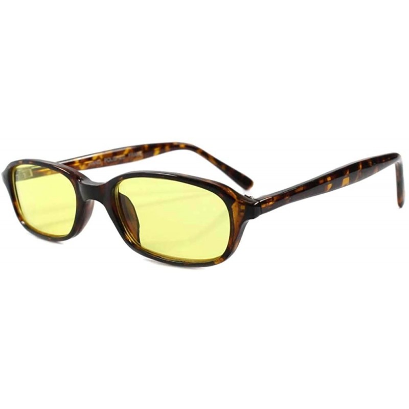 Rectangular Classic Old Vintage 80s 90s Indie Rectangle Sunglasses - Tortoise / Yellow - CE18ECEI9M0 $15.28