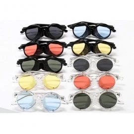 Round 2020 New Transparent Color Punk Flip Sunglasses Men Women Fashion UV400 Round Glasses - Black&green - CT1935D4EWU $13.54