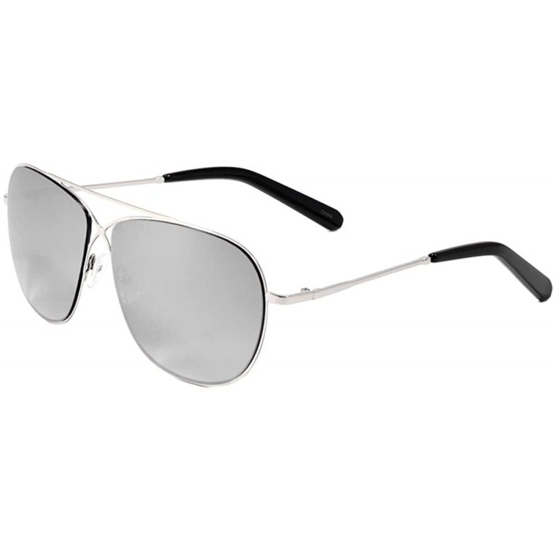 Aviator Thin Metal Frame Crossed Bridge Round Aviator Sunglasses - Silver - CI197Q839DI $16.77