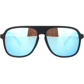 Square Square Racer Sunglasses Thin Plastic Keyhole Unisex Fashion Shades UV 400 - Matte Black (Blue Mirror) - CC19623I7SL $1...