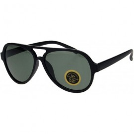 Aviator Tempered Glass Lens Plastic Racer Pilots Sunglasses - Matte Black - C518KHK3WHN $9.65