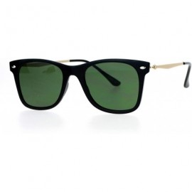 Wayfarer Unisex Designer Fashion Sunglasses Thin Light Rectangular Horn Rim Shades - Black Gold - CU1882X6CZM $11.95