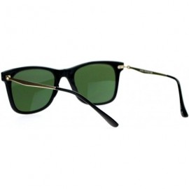 Wayfarer Unisex Designer Fashion Sunglasses Thin Light Rectangular Horn Rim Shades - Black Gold - CU1882X6CZM $11.95