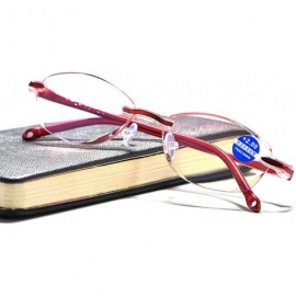 Rimless TR90 Rimless Blue Light Blocking Reading Glasses Womens Lady Red Purple Eyewear - Red - CD18D0SX8IW $15.30