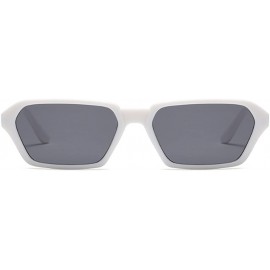 Square Vintage Rectangle Sunglasses Small Frame Women Square Fashion Eyewear - White Gray - CQ18DULOORZ $12.66