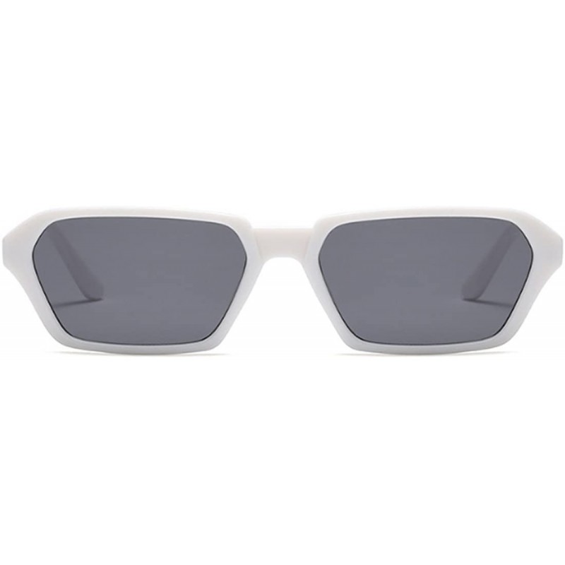 Square Vintage Rectangle Sunglasses Small Frame Women Square Fashion Eyewear - White Gray - CQ18DULOORZ $12.66