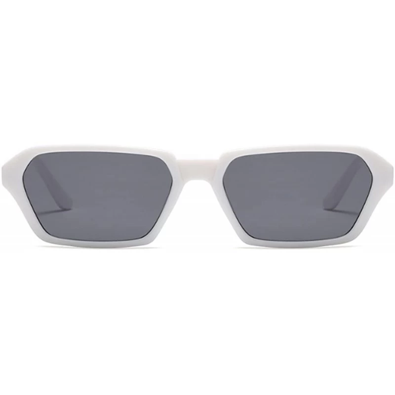 Square Vintage Rectangle Sunglasses Small Frame Women Square Fashion Eyewear - White Gray - CQ18DULOORZ $12.66