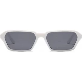 Square Vintage Rectangle Sunglasses Small Frame Women Square Fashion Eyewear - White Gray - CQ18DULOORZ $12.66