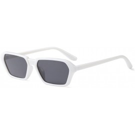 Square Vintage Rectangle Sunglasses Small Frame Women Square Fashion Eyewear - White Gray - CQ18DULOORZ $12.66