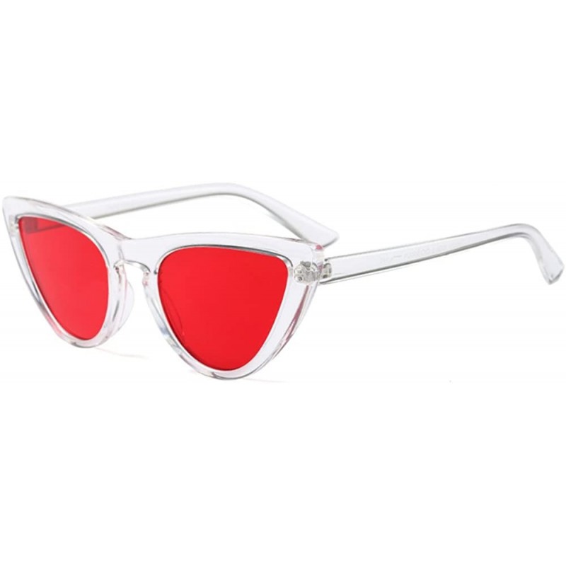 Oversized Cat Fashion Women Sunglasses Super Star Brand Designer Triangle Retro Vintage - White Red - CT188GWHW35 $12.99