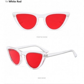 Oversized Cat Fashion Women Sunglasses Super Star Brand Designer Triangle Retro Vintage - White Red - CT188GWHW35 $12.99