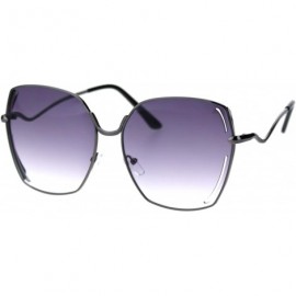 Oversized Womens Chic Diva Retro Rectangular Butterfly Designer Sunglasses - Gunmetal Smoke - CW18T445RAX $17.71