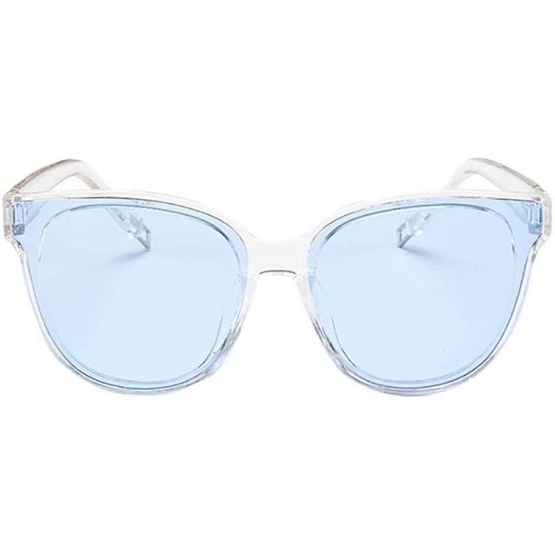 Cat Eye Sunglasses Ladies Eyewear Color Cat Eye Mirrored Eyeglasses Pink - Blue - CM18QIS3YZ4 $8.60