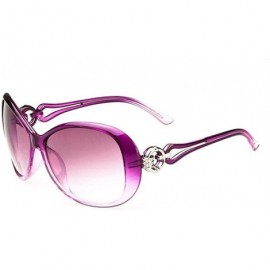 Oval UV400 Sunglasses for Women Vintage Big Frame Sun Glasses Ladies Shades - Light Purple - CH196LUMZUM $8.50