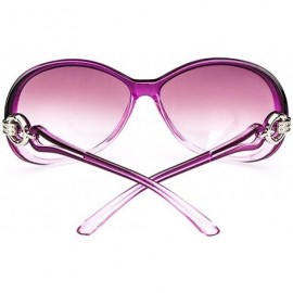 Oval UV400 Sunglasses for Women Vintage Big Frame Sun Glasses Ladies Shades - Light Purple - CH196LUMZUM $8.50