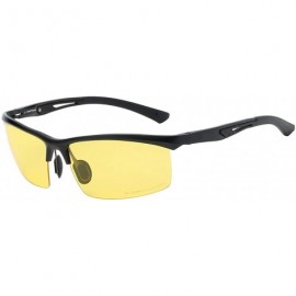 Semi-rimless Polarized Rectangular Al-Mg Metal Semi Rimless Fishing Sunglasses For Men - CI18HM8OXGR $28.39