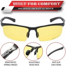 Semi-rimless Polarized Rectangular Al-Mg Metal Semi Rimless Fishing Sunglasses For Men - CI18HM8OXGR $28.39