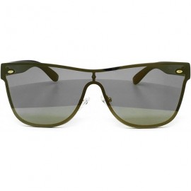 Shield 7155-1 Premium Oversize Rimless Shield Flat Matte Finish Mirror Sunglasses - Bronze - CE18R894Z5D $16.83