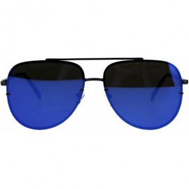 Aviator Womens Fashion Sunglasses Flat Top Squared Pilot Aviators Mirror Lens - Gunmetal (Blue Mirror) - C418D678ORL $14.02