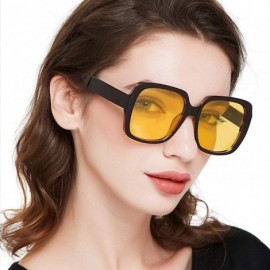 Oversized Night-Driving Glasses for Women - HD Polarized Yellow Lens Oversized Frame - CT18W69ALER $26.53