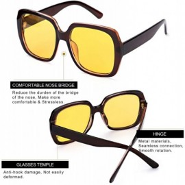 Oversized Night-Driving Glasses for Women - HD Polarized Yellow Lens Oversized Frame - CT18W69ALER $26.53