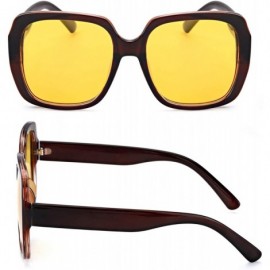 Oversized Night-Driving Glasses for Women - HD Polarized Yellow Lens Oversized Frame - CT18W69ALER $26.53