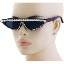 Cat Eye Cat Eye Womens Luxury Diamond Sunglasses Small Studded Rhinestones Frame Glasses - Burgandy - C618RYDMQ8L $12.17