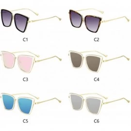 Oversized 2019 New Er Cateye Sunglasses Women Vintage Metal Glasses Mirror Retro Lunette De Soleil Femme UV400 - C4 - C4199CL...