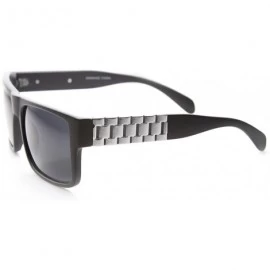 Square Retro Fashion Watch Link Temple Flat Top Square Sunglasses - Black-silver Smoke - CN11W0DAZAZ $8.76