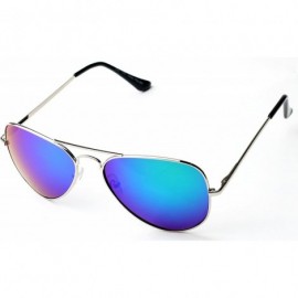 Aviator Men's Polarized Aviator Style Sunglasses - Mirrored Green - CH11YJTFOHJ $19.42