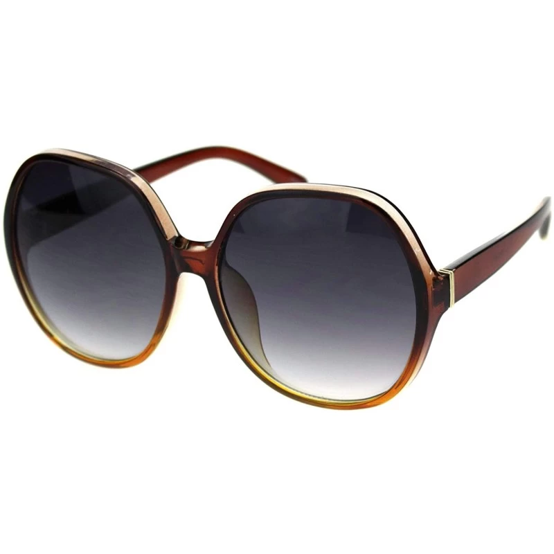 Oversized Womens Large Mod Round Plastic Celeb Sunglasses - Brown Orange Smoke - CJ18ROUEIML $9.86