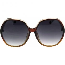 Oversized Womens Large Mod Round Plastic Celeb Sunglasses - Brown Orange Smoke - CJ18ROUEIML $9.86