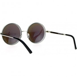 Round Beveled Thick Circle Lens Round Color Mirror Mirrored Lens Sunglasses - Silver Green - CM121PFRCLF $8.62