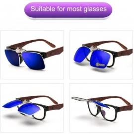 Goggle Polarized Clip-on Sunglasses Mens/Womens Flip-Up Sun Lenses fit Outdoor Sports - Blue - CJ18GC0XNNC $15.95