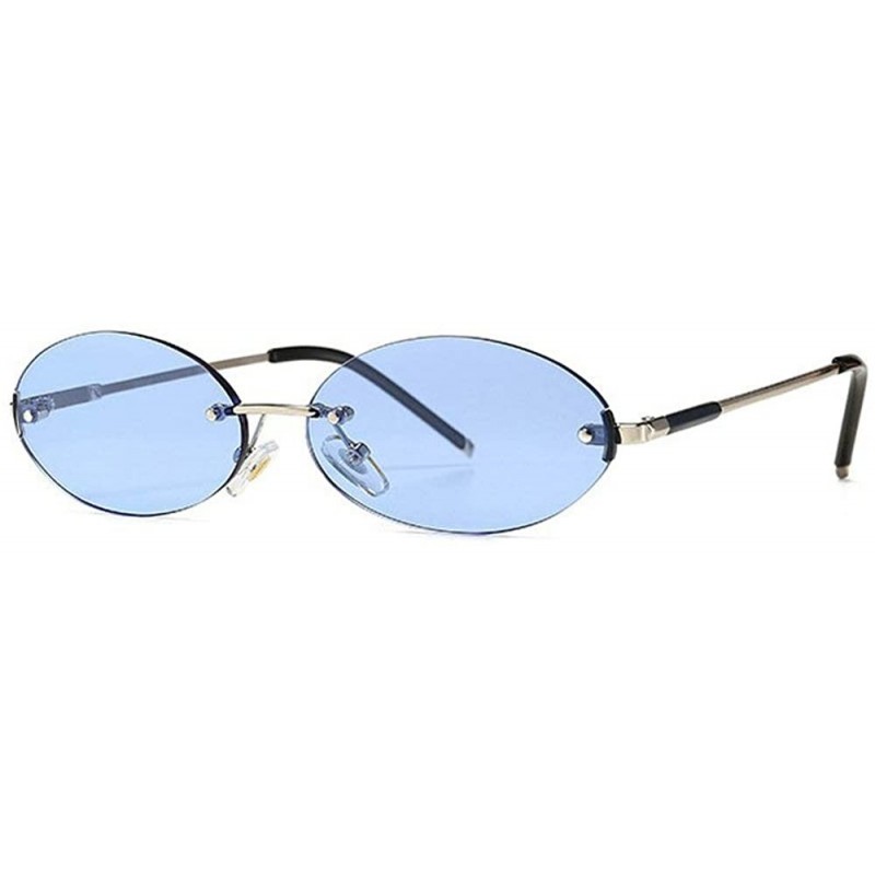 Oval 2020 fashion retro oval sunglasses trend narrow small unisex brand designer punk sunglasses 88212 - Blue - CB190DLGWHN $...