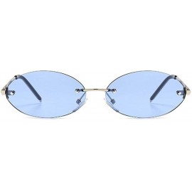 Oval 2020 fashion retro oval sunglasses trend narrow small unisex brand designer punk sunglasses 88212 - Blue - CB190DLGWHN $...