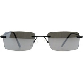 Rimless Mens Rimless Rectangular Minimal Metal Rim Fashion Sunglasses - Black Silver Mirror - CJ18GZX6T8G $11.33