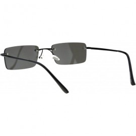 Rimless Mens Rimless Rectangular Minimal Metal Rim Fashion Sunglasses - Black Silver Mirror - CJ18GZX6T8G $11.33