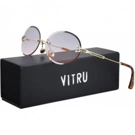 Round Stratos - Retro Oval Rimless Tinted Sunglasses - Gold X Pink Smoke Tint - CS18W2EHGNK $33.65