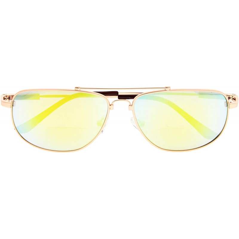 Wayfarer Memory Bifocal Sunglasses Flexible SUNSHINE READERS For Men And Women - Gold-mirror - CR18N6KDAYD $16.07