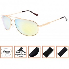 Wayfarer Memory Bifocal Sunglasses Flexible SUNSHINE READERS For Men And Women - Gold-mirror - CR18N6KDAYD $16.07