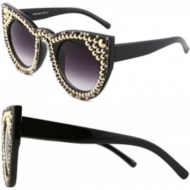 Oversized Oversized Sunglasses for Women Handmade Jeweled Cateye Rectangle Sunglasses - 03-color Diamond - CM1838ZDN9Q $18.06